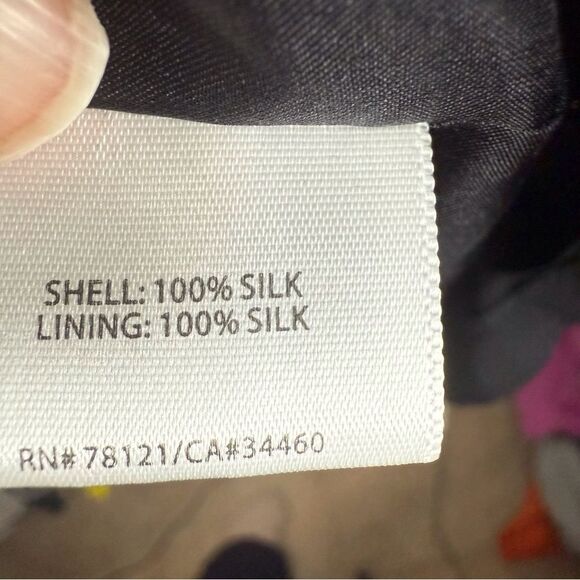 Eileen Fisher XL Silk Georgette Crepe Sequined Knee Length Dress Black Formal - Picture 5 of 6